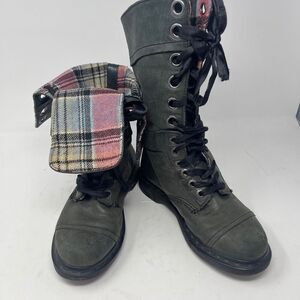 Dr. Martens Women's Triumph 12 Eye Lace Up Dark Green Calf High Boots Size 7